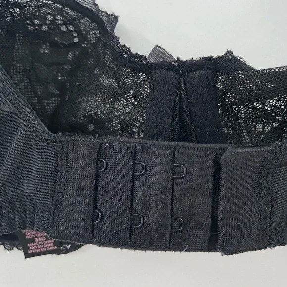 VICTORIA'S SECRET Dream Angels Unlined Demi Bra 34D Black Lace Sheer Sexy Bra - Picture 6 of 11